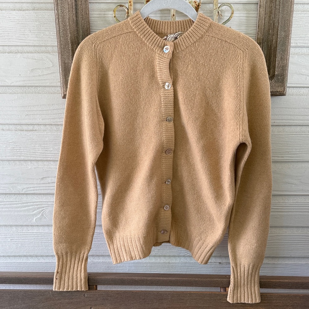 Hadley Camel Hair Iconic Vintage Button-Up Cardigan Sweater